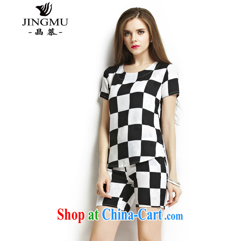 Crystal Bermuda's code is female and indeed increase 2015 summer Plaid Shorts Kit mm thick beauty graphics thin Leisure package girls summer black-and-white grid XL, Wafer (JINGMU), shopping on the Internet