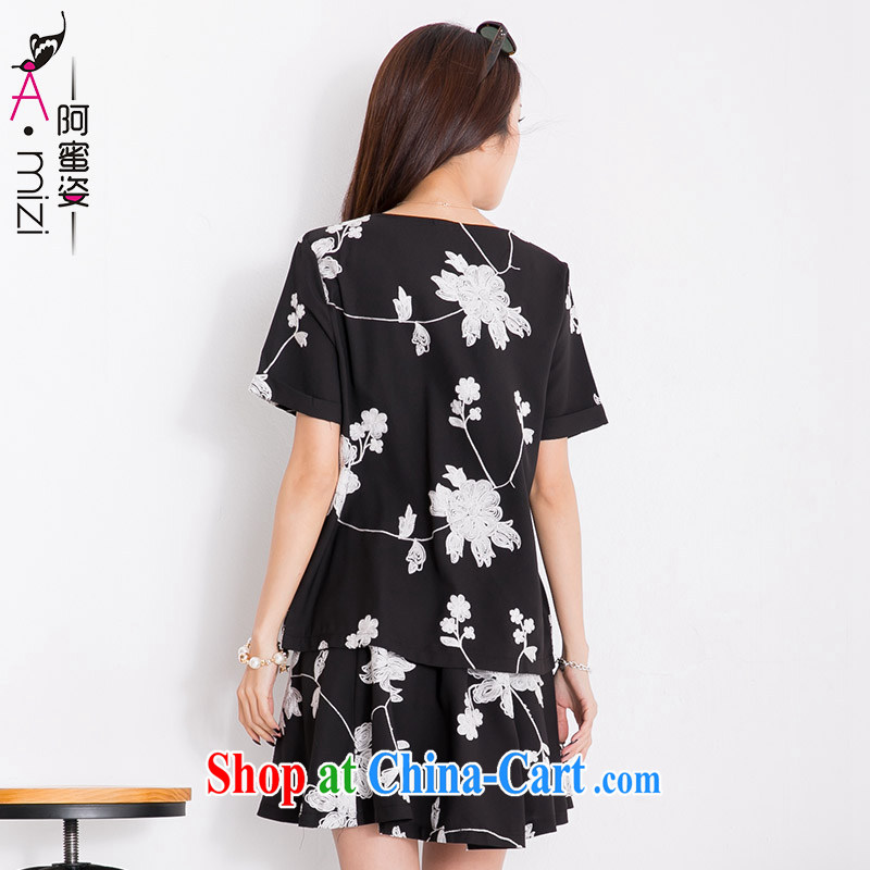 The honey and diverse the Code women mm thick summer new, greater graphics thin short-sleeve T-shirt + body skirt 2-piece kit skirt women 9401 black 2 XL recommendations 130 150 jack, honey, and, shopping on the Internet