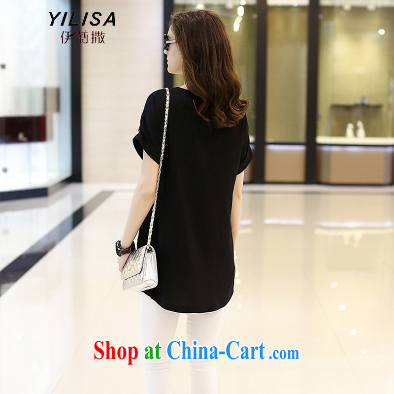 YILISA Europe 2015 the code female summer New T-shirt thick mm summer trendy code graphics thin lace Openwork T pension Y 9090 blue XXXL, she sub-Saharan (YILISA), online shopping