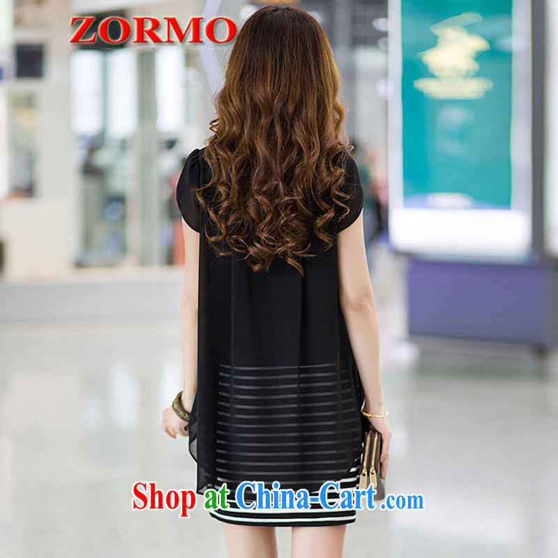 The ZORMO Code women's clothing Summer Snow woven stitching streaks the code dress mm thick and indeed increase code career with short skirts black XXXL 145 - 160 jack, ZORMO, shopping on the Internet