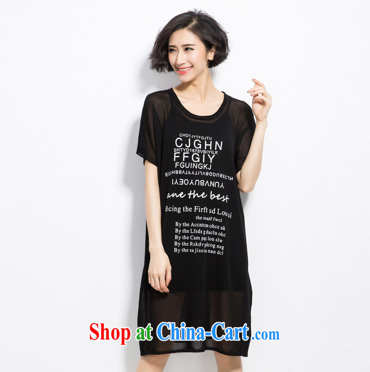 Manchester silk, high-end large, female fat MM summer 2015 new letter stamp 100 ground graphics thin dresses black are code pictures, price, brand platters! Elections are good character, the national distribution, so why buy now enjoy more preferential! Health