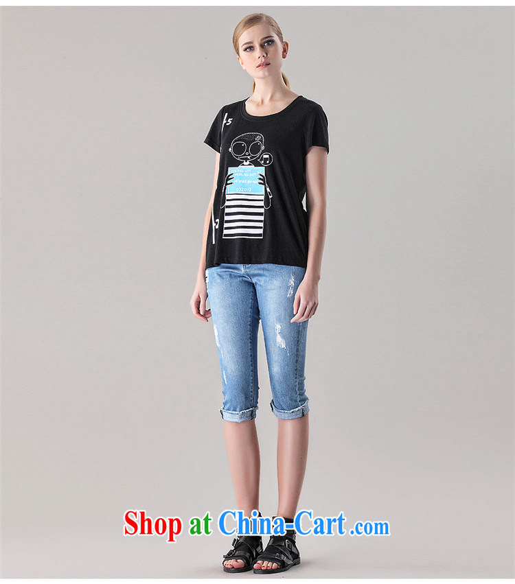 Constitution the larger female 2015 summer new thick mm beauty graphics thin card stamp short sleeve shirt T 2710 black 128/5 XL pictures, price, brand platters! Elections are good character, the national distribution, so why buy now enjoy more preferential! Health