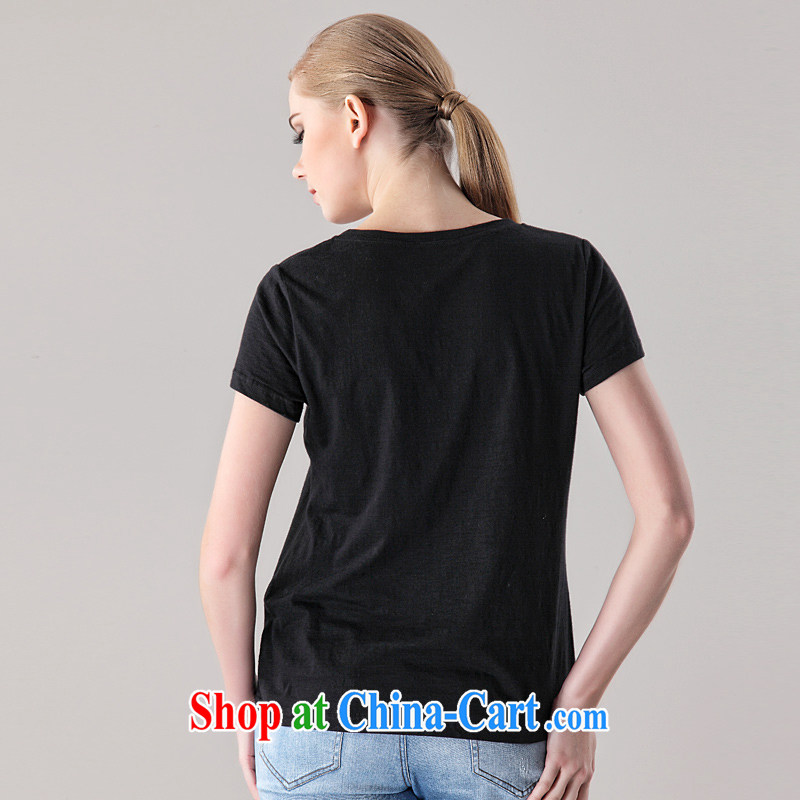 The Constitution is the ladies' 2015 summer new emphasis on cultivating mm video thin card stamp a short-sleeved shirt T 2710 black 128/5 XL, constitution, QIAN AI), online shopping