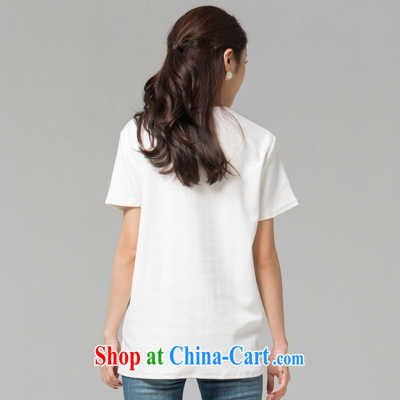blue if the water large, female 2015 summer new Korean version loose short-sleeved round-collar lounge, with the forklift truck T shirt large white code XXL, blue water (lrosey), online shopping