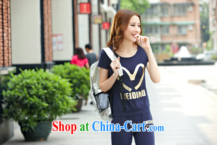 Van City, indeed increase, female fat mm summer thick sister 2015 new short-sleeved T shirt + 7 pants two-piece Sport Kits Korean loose dark blue 4 XL pictures, price, brand platters! Elections are good character, the national distribution, so why buy now enjoy more preferential! Health