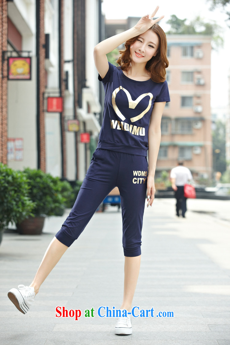Van City, indeed increase, female fat mm summer thick sister 2015 new short-sleeved T shirt + 7 pants two-piece Sport Kits Korean loose dark blue 4 XL pictures, price, brand platters! Elections are good character, the national distribution, so why buy now enjoy more preferential! Health