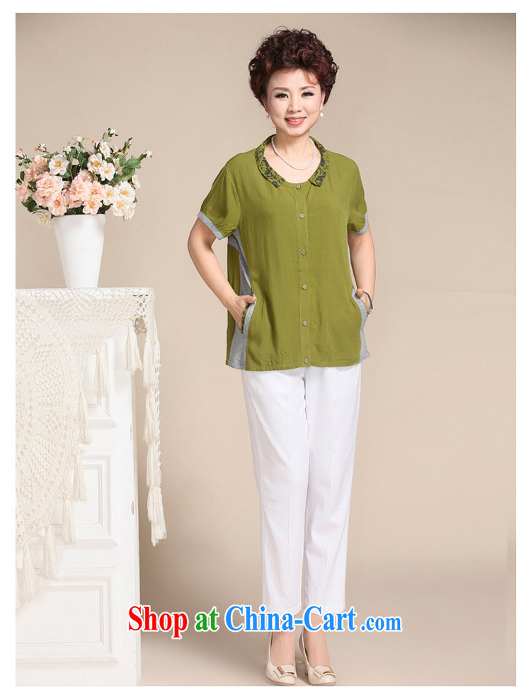 2015 Ousmile new summer, older mothers with minimalist stitching color flip collar short-sleeve female T shirt shirt larger ML 1541 yellow and green 4 XL pictures, price, brand platters! Elections are good character, the national distribution, so why buy now enjoy more preferential! Health
