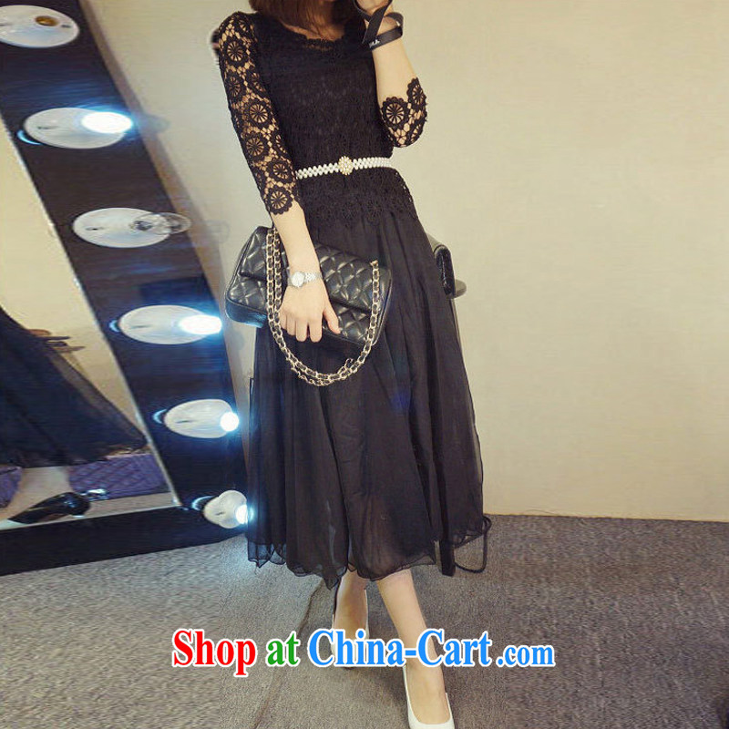 Yuan Bo summer new two-piece dresses Korean loose the code dress lace yarn Web long skirt XL 5 180 - 195 Jack left and right, Bo, and shopping on the Internet