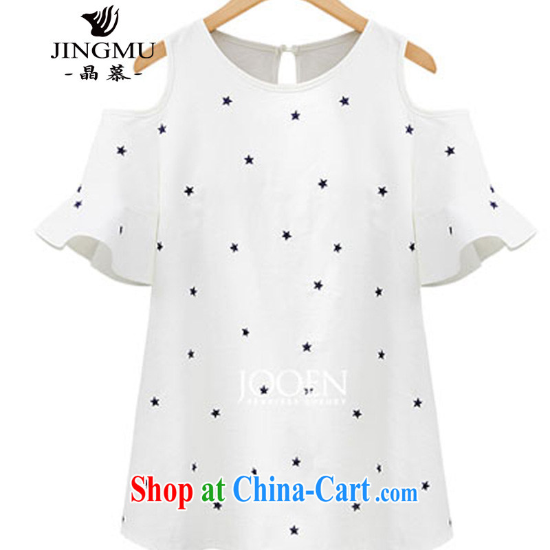 crystal, XL women 2015 in Europe and new, your shoulders relaxed stars graphics thin short sleeved shirt T Jack white XXL, Wafer (JINGMU), online shopping