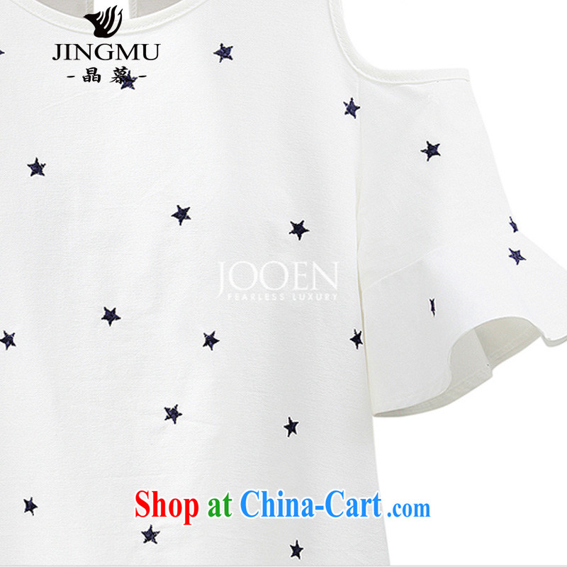 crystal, XL women 2015 in Europe and new, your shoulders relaxed stars graphics thin short sleeved shirt T Jack white XXL, Wafer (JINGMU), online shopping