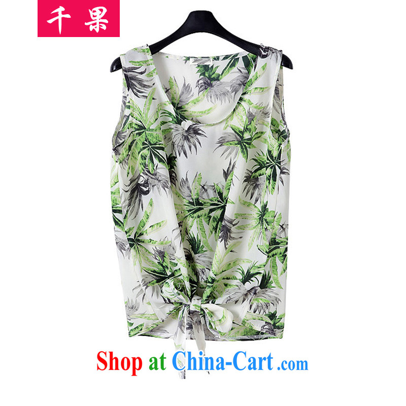 1000 fruit 2015 thick MM summer XL female small fresh stamp snow woven sleeveless vest video thin T shirt + pure color wide leg shorts package 362 photo color 5 XL, 1000 fruit (QIANGUO), online shopping