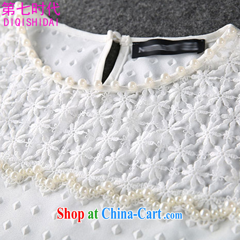 The first 7 times dresses summer new XL female short-sleeve thick MM European and American style hook blossoms, two-piece 9097 white XL, the first 7 times (DIQISHIDAI), shopping on the Internet