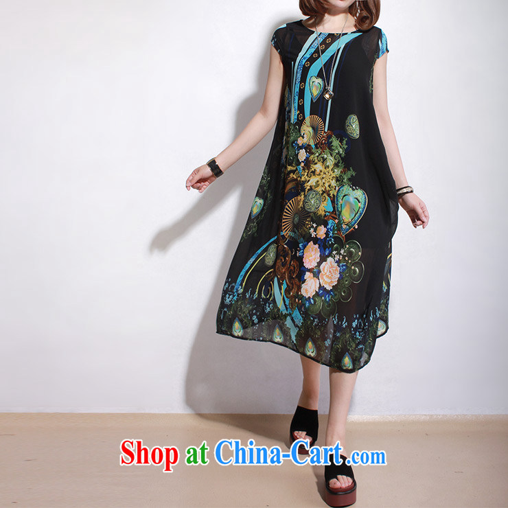 Director of the Advisory Committee 2015 summer new XL women mm thick, long, Retro stamp graphics thin short-sleeved snow woven double-yi skirt white single layer are relaxed, picture, price, brand platters! Elections are good character, the national distribution, so why buy now enjoy more preferential! Health