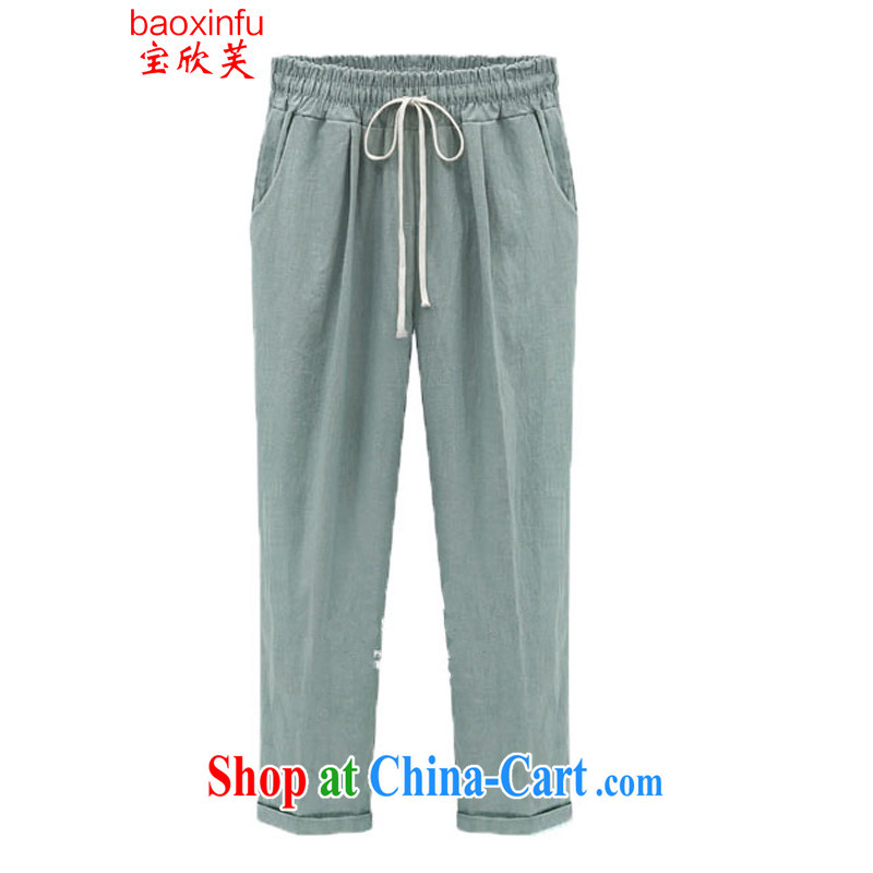 Baoxinfu summer 2015 the European site large, thick MM linen relaxed casual pants 9 pants elasticated waist trousers Children Summer 5131 black XXXXXL, Baoxinfu, shopping on the Internet