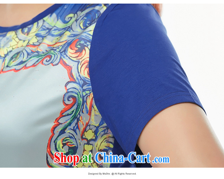 MSSHE XL ladies' short-sleeve T-shirt 2015 new summer Peacock stamp elastic, cotton T-shirt T-shirt 4088 royal blue 5 XL pictures, price, brand platters! Elections are good character, the national distribution, so why buy now enjoy more preferential! Health