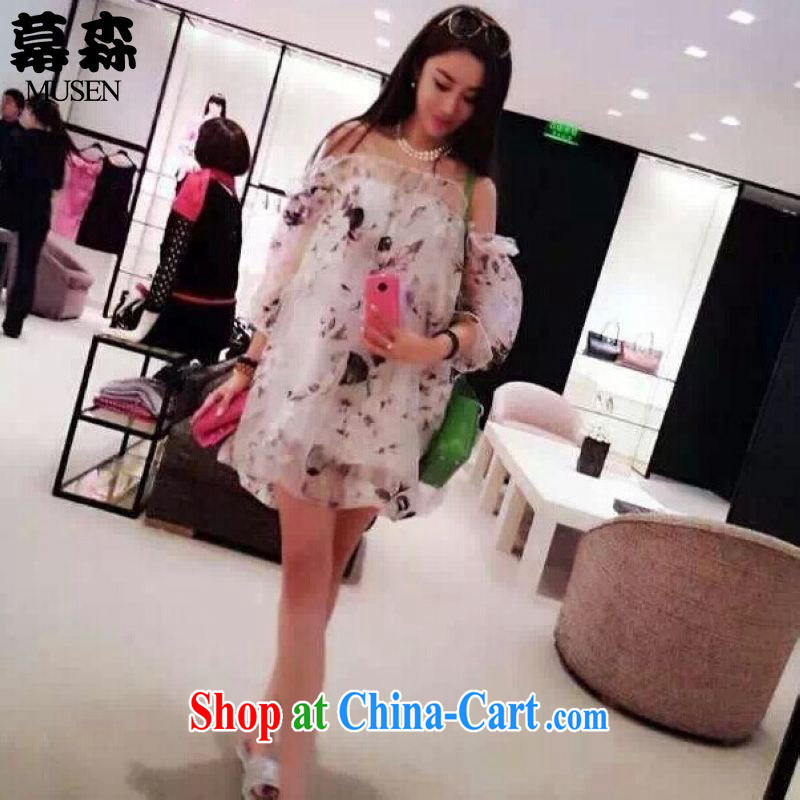 The sum 2015 summer Korean sweet lovely large, bare shoulders the root could erase chest sense of the word for long-sleeved loose fitting dresses 200 jack to wear picture color L, sum, and, on-line shopping