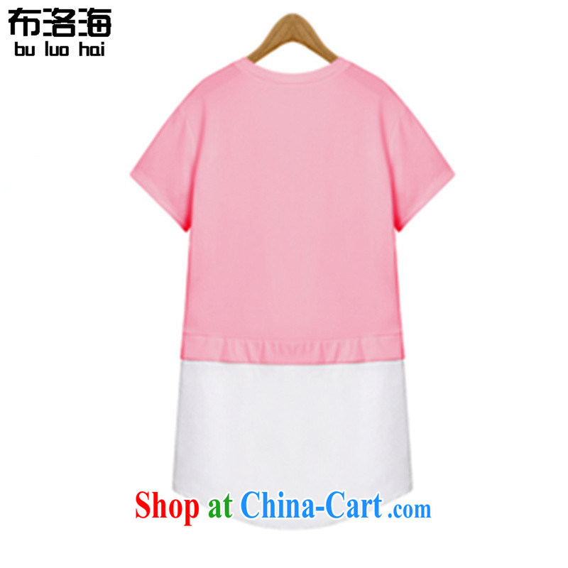 The sea 2015 summer new, larger female thick MM, with stitching and very casual short-sleeve T shirts dresses women 2648 pink XXXL/140 - 160 jack, sea, shopping on the Internet