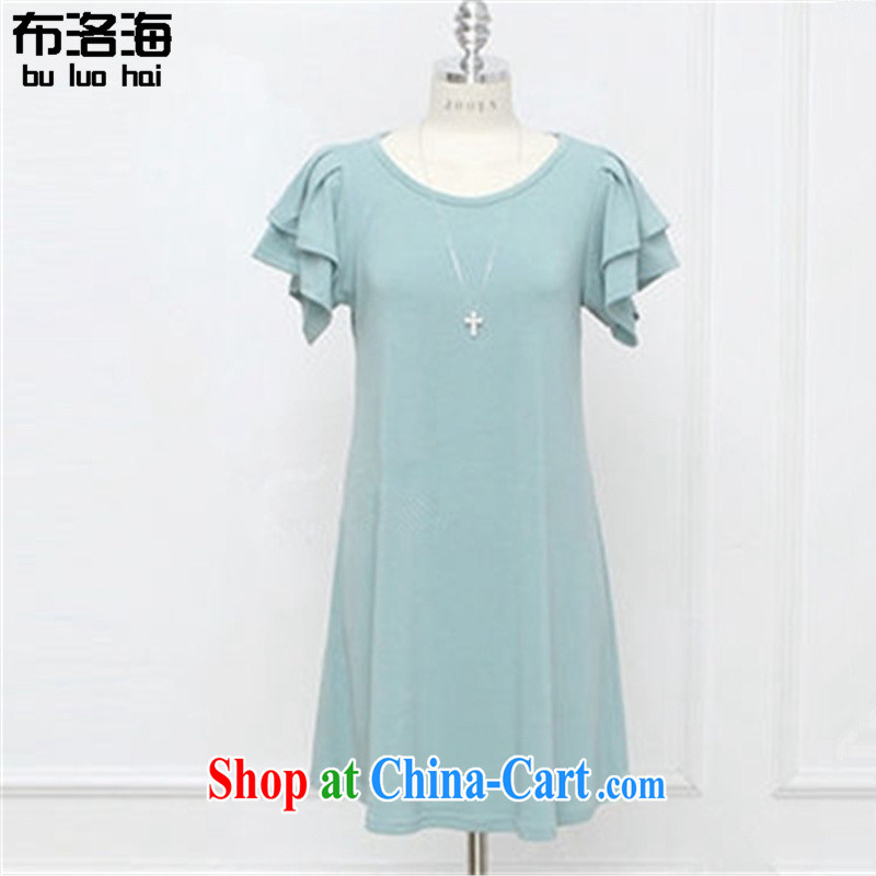 The sea 2015 summer new 200 Jack thick MM flouncing short-sleeved shirt T larger female casual dress women 2641 green XXXXXL, sea, shopping on the Internet