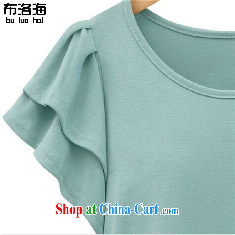 The sea 2015 summer new 200 Jack thick MM flouncing short-sleeved shirt T larger female casual dress women 2641 green XXXXXL, sea, shopping on the Internet