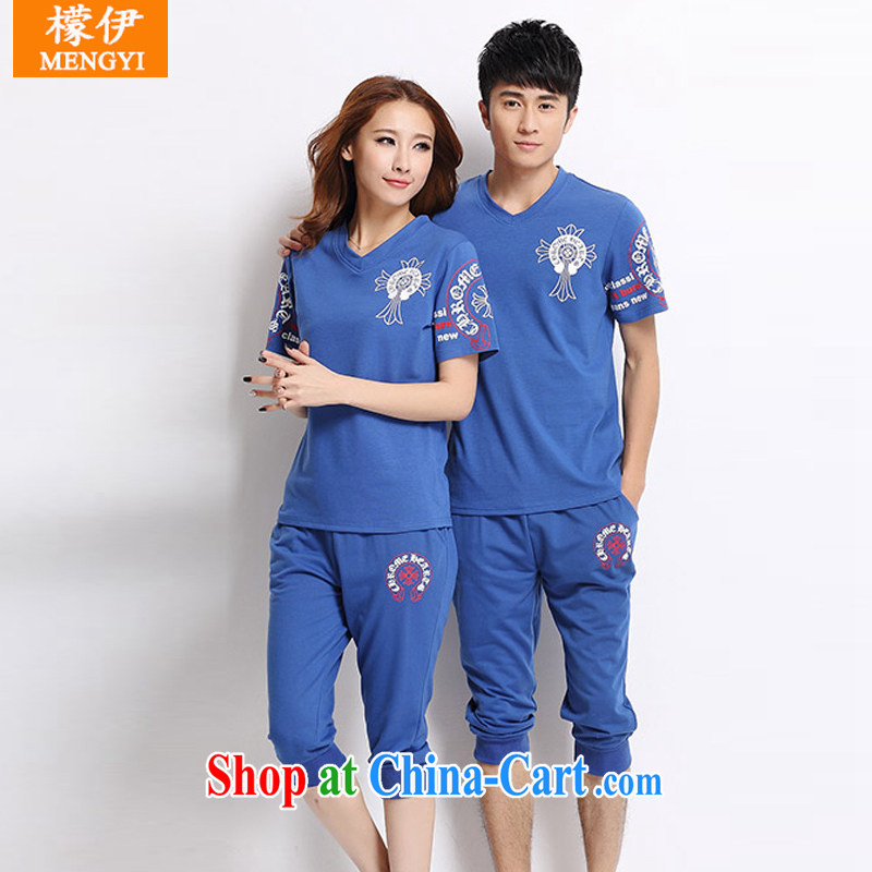 Was the 2015 new summer couples 7, Yi package men and women sport and leisure short-sleeve kit Q 902 blue XXXL, an Iraqi (Mengyi), shopping on the Internet