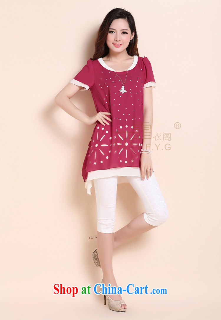 Mechilado 2015 summer new Korean fashion ladies loose big, thick MM, long round-collar short-sleeve snow woven shirts 686 watermelon red XXXL pictures, price, brand platters! Elections are good character, the national distribution, so why buy now enjoy more preferential! Health