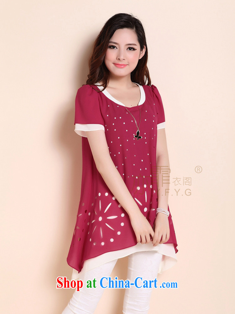 Mechilado 2015 summer new Korean fashion ladies loose big, thick MM, long round-collar short-sleeve snow woven shirts 686 watermelon red XXXL pictures, price, brand platters! Elections are good character, the national distribution, so why buy now enjoy more preferential! Health