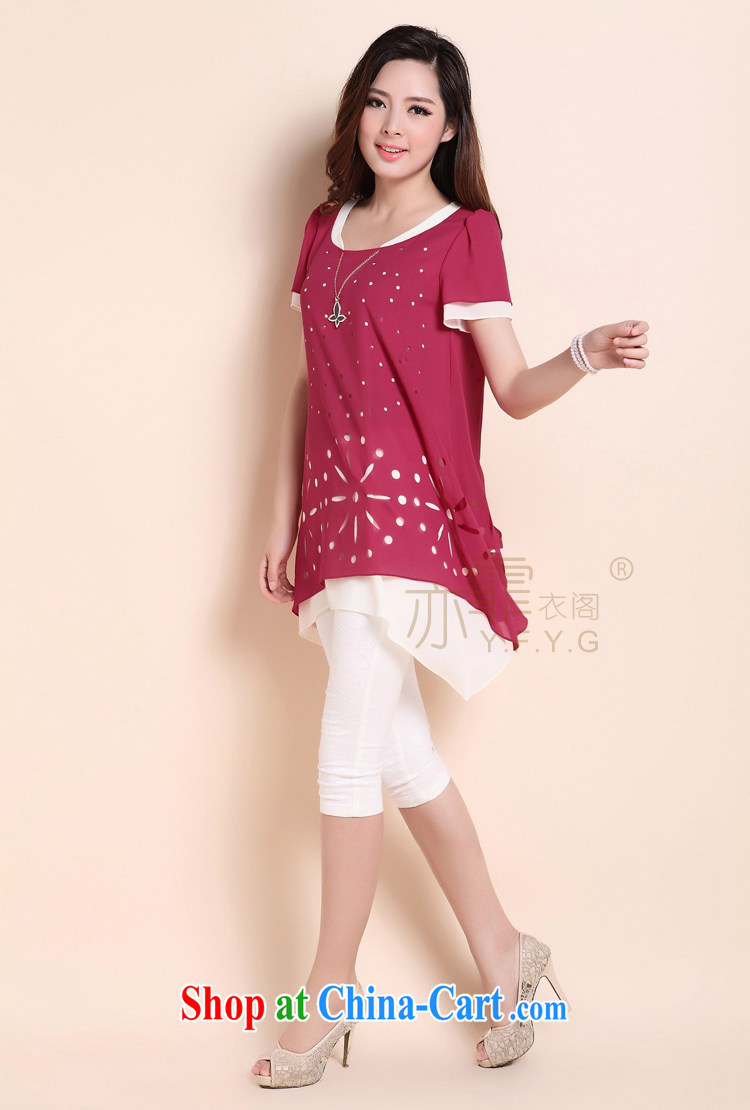 Mechilado 2015 summer new Korean fashion ladies loose big, thick MM, long round-collar short-sleeve snow woven shirts 686 watermelon red XXXL pictures, price, brand platters! Elections are good character, the national distribution, so why buy now enjoy more preferential! Health