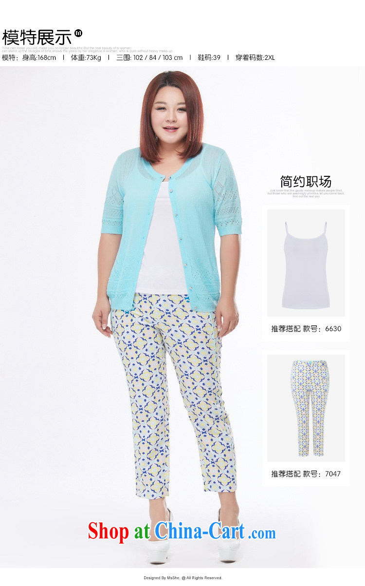 The MSSHE indeed XL women 2015 new summer Openwork knitting Air Conditioning T-shirt jacket 4153 light blue 3 XL pictures, price, brand platters! Elections are good character, the national distribution, so why buy now enjoy more preferential! Health