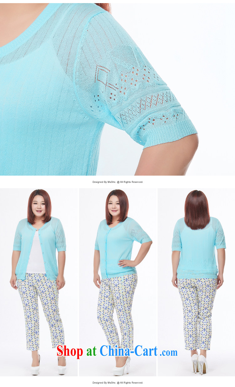 The MSSHE indeed XL women 2015 new summer Openwork knitting Air Conditioning T-shirt jacket 4153 light blue 3 XL pictures, price, brand platters! Elections are good character, the national distribution, so why buy now enjoy more preferential! Health