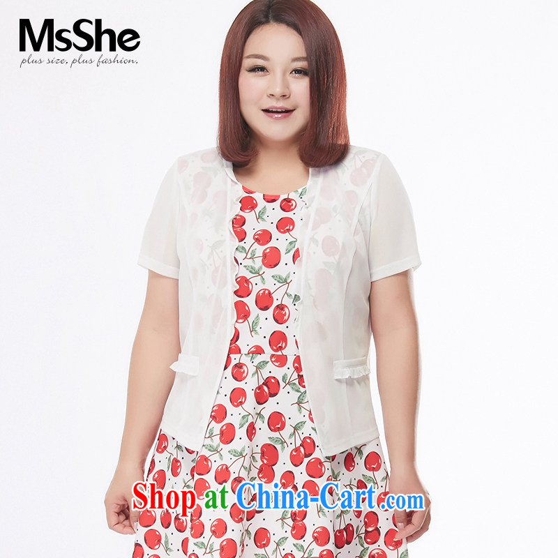 MSSHE XL girls 2015 new summer stretch Web V short-sleeved small jacket pre-sale 4318 White - pre-sale 6.30 to 4 XL