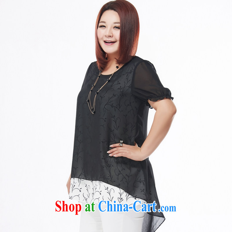 The MSSHE indeed increase, female snow woven shirts summer 2015 new emphasis on sister, long, loose T-shirt snow woven shirts 4340 black 2 XL, Msshe, shopping on the Internet