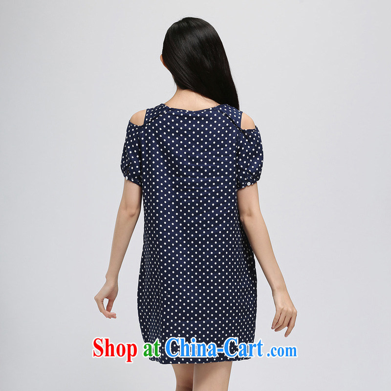 Water by 2015 summer new, larger women mm thick cotton the bare shoulders short-sleeved dresses female S XY 15 4920 blue white XXL, water itself (SHUIMIAO), online shopping