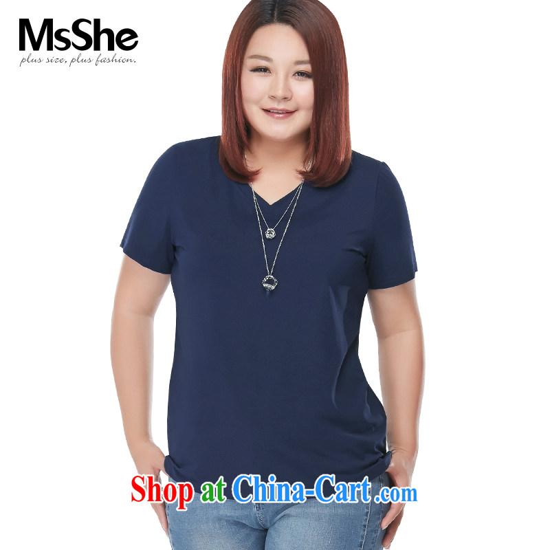 MSSHE XL ladies' short-sleeve T-shirt 2015 new summer ground 100 V for Mostar, cotton short-sleeved T-shirt pre-sale 4495 blue - pre-sale from 30 June to 6 XL