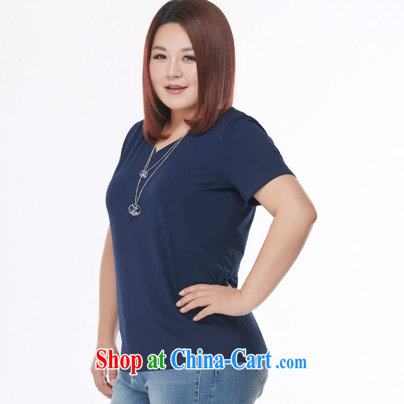 MSSHE XL ladies' short-sleeve T-shirt 2015 new summer ground 100 V collar, generation, cotton short-sleeved T-shirt pre-sale 4495 blue - pre-sale on 30 June to the 6 XL, Msshe, shopping on the Internet
