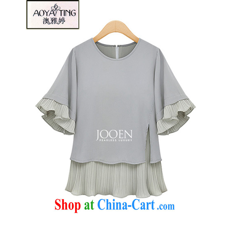 o Ya-ting 2015 New, and indeed increase, female summer thick girls with graphics thin, snow cuff woven shirts T-shirt dress light gray 5 XL recommends that you 175 - 200 jack