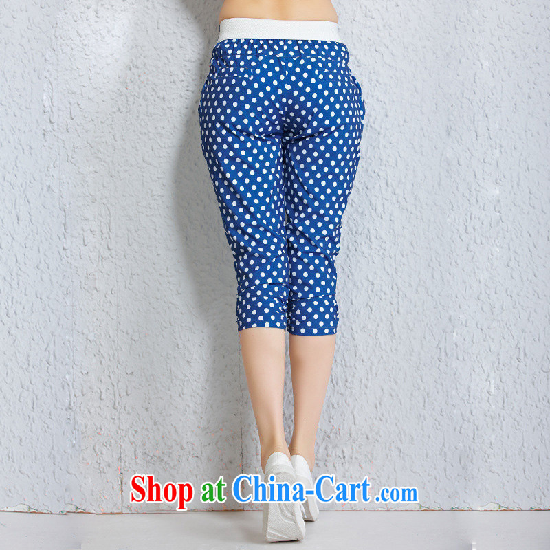 Morning would be 2015 summer New, and indeed increase, female fat MM wave 7 point pants leisure shorts in Europe video skinny legs, waist, trousers colored blue 4XL for 145 - 160 jack, morning, and shopping on the Internet