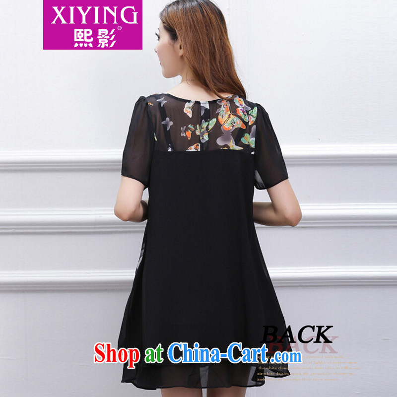 Mr Chau Tak-hay (the Code female summer new thick mm stylish stitching stamp snow woven loose video thin dresses black XXXXL - recommendations 171 - 185 jack, Hee (XIYING), and shopping on the Internet
