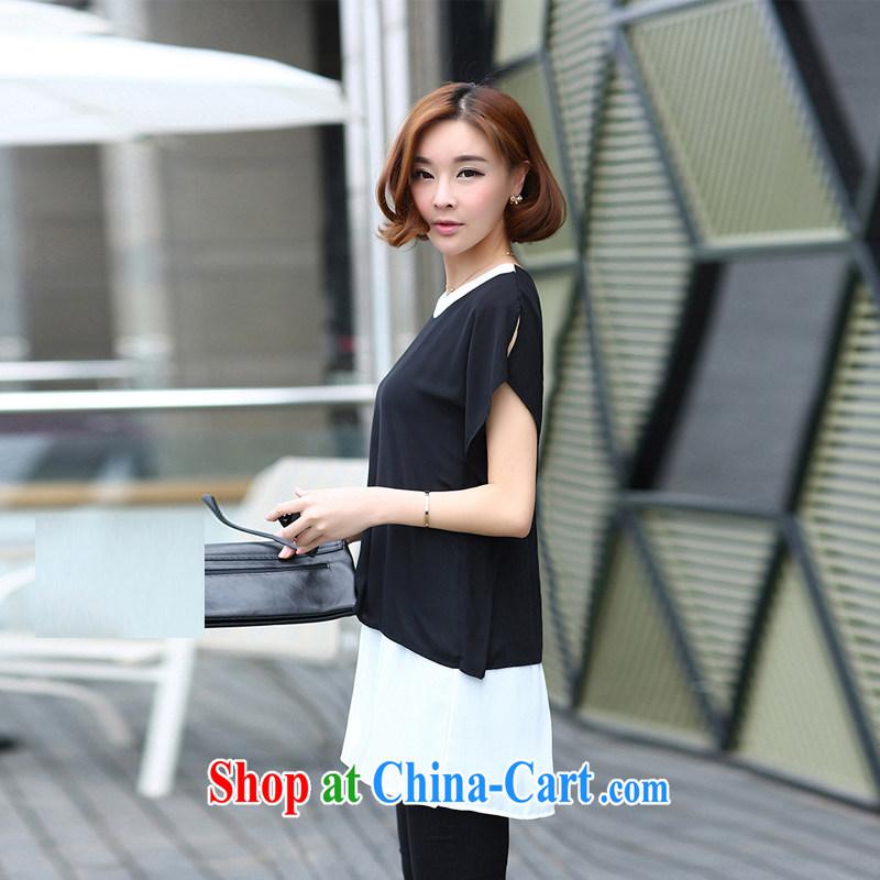 ZZ &FF 2015 the United States and Europe, female summer mm thick leave of two T-shirt black pants two piece set with the fertilizer and two sets of picture color XXL, ZZ &FF, and shopping on the Internet
