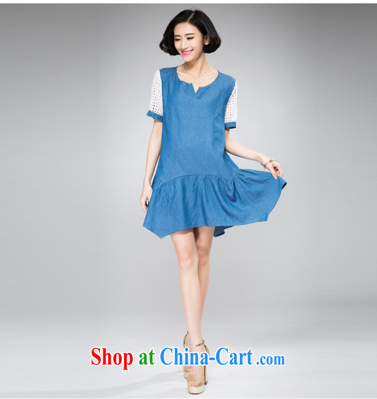 Eternal-soo and indeed increase, female dress thick sister 2015 summer new thick mm thick, graphics thin, Korean cowboy style sweet dress light blue jeans blue 2 XL pictures, price, brand platters! Elections are good character, the national distribution, so why buy now enjoy more preferential! Health