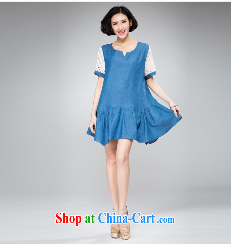 Eternal-soo and indeed increase, female dress thick sister 2015 summer new thick mm thick, graphics thin, Korean cowboy style sweet dress light blue jeans blue 2 XL pictures, price, brand platters! Elections are good character, the national distribution, so why buy now enjoy more preferential! Health