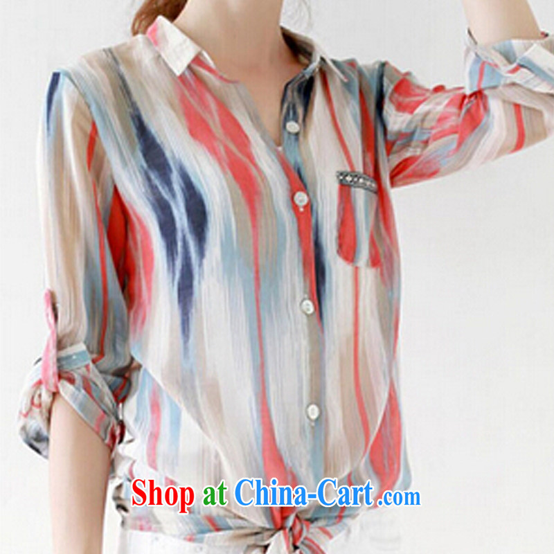 According to Chi-sun 2015 new Korean version the Summer code thick MM snow stamp duty woven shirts large, Sun Yi girl picture color XXXL, according to Chi-sun, shopping on the Internet