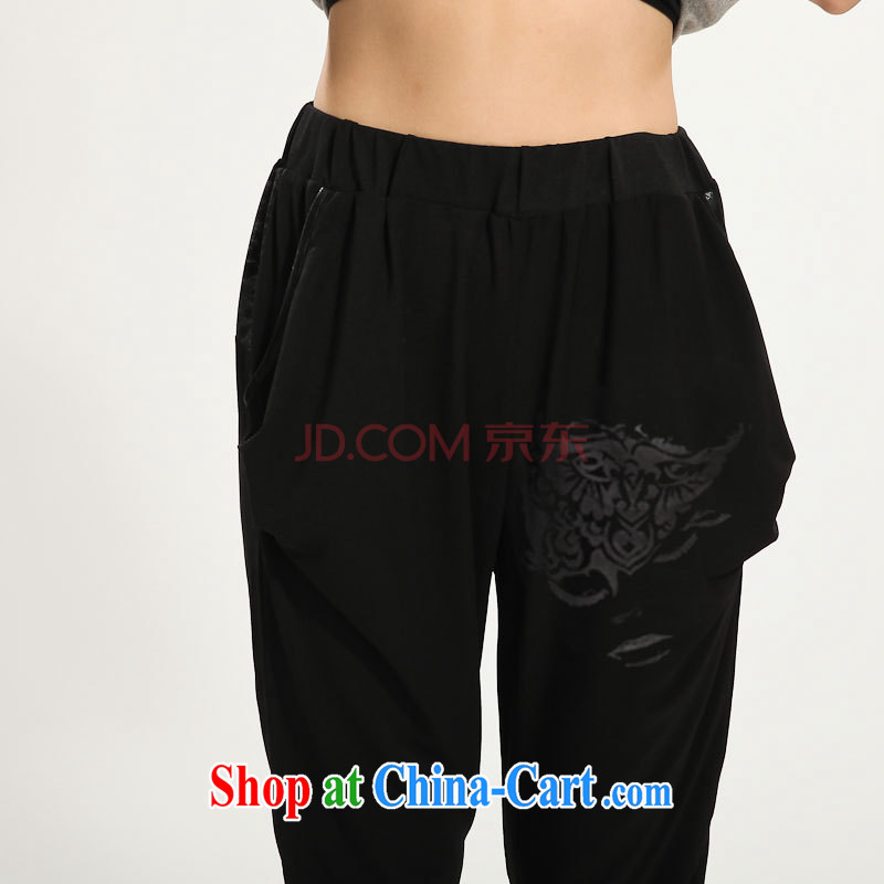Eternal show larger female 7 pants thick sister 2015 summer new thick mm thick, graphics thin Korean stylish black waist graphics thin, trousers, trouser press black 3 XL, eternal, and the show, and shopping on the Internet