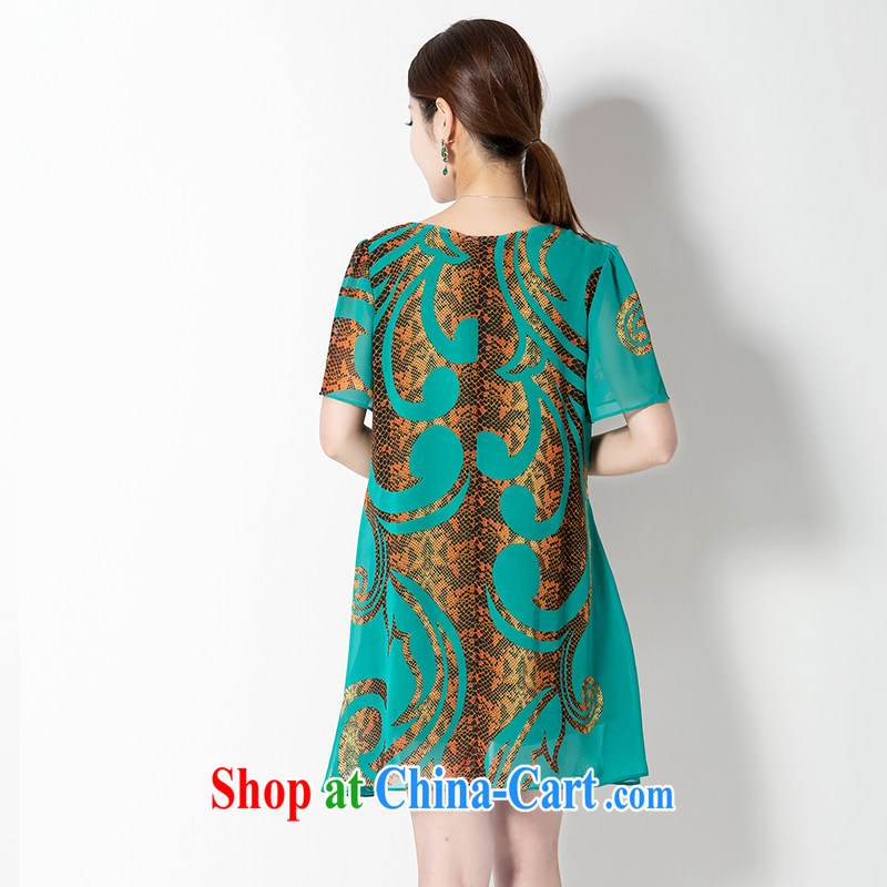 2015 new stylish mom on snow stamp duty woven dresses, older women summer is indeed the XL light and comfortable short-sleeved dresses green XXXXL, Kim Ho-AD, and shopping on the Internet