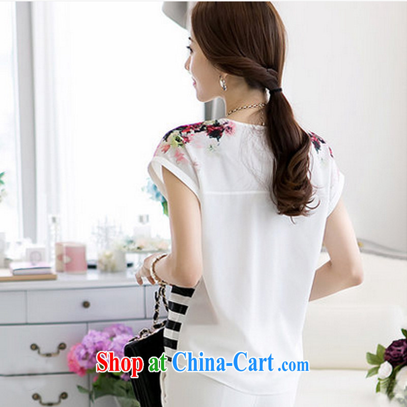Beautiful gang summer new Korean fashion Beauty Stripe short-sleeved stamp color T-shirt 2112 photo color XL, beautiful gang, shopping on the Internet