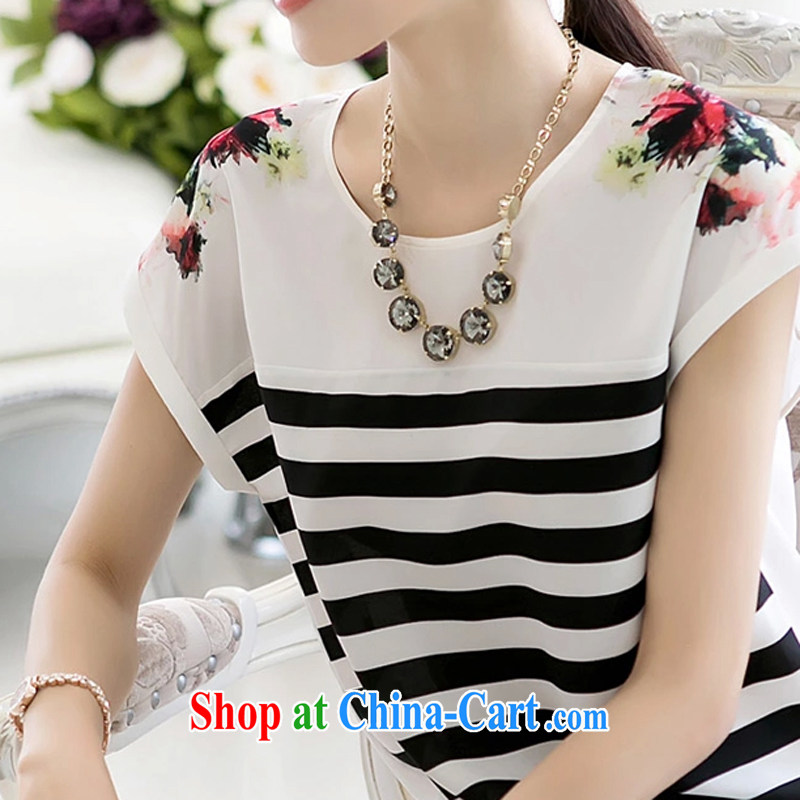 Beautiful gang summer new Korean fashion Beauty Stripe short-sleeved stamp color T-shirt 2112 photo color XL, beautiful gang, shopping on the Internet