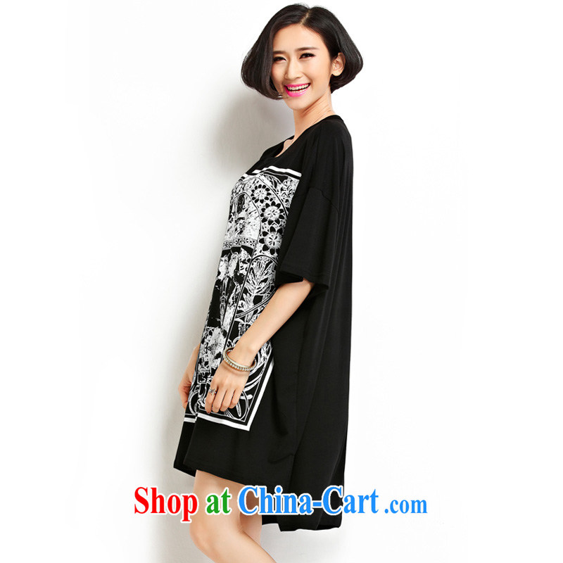 In short, people would be the Code women 2015 new thick MM loose stamp duty, long, package and T pension Korean casual women summer 8133 J black large numbers are code, in short, would be (Janrelove), online shopping