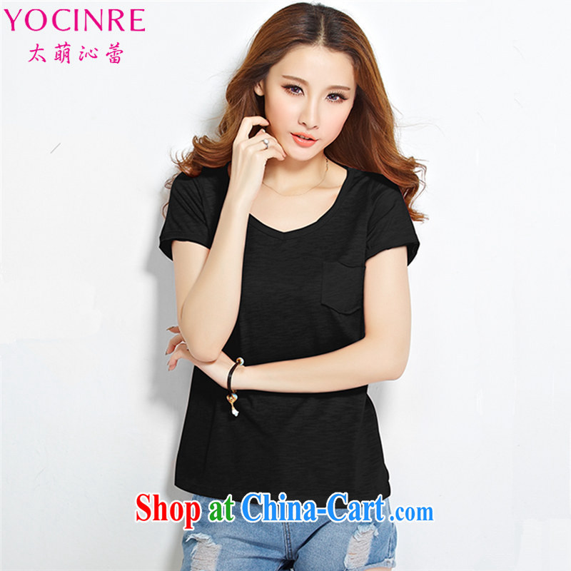 too wide Chin ballet 2015 summer XL female Korean loose video thin short-sleeve cotton T  shirt YS 1200 black 5 XL _recommendations 160 - 175 jack_