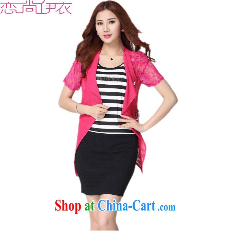 The package mail 2015 New Two Piece Set with short skirts and XL striped package and vest dress short-sleeved jacket shawl 100 ground two black 3XL approximately 135 - 165 jack, land is still the garment, and shopping on the Internet