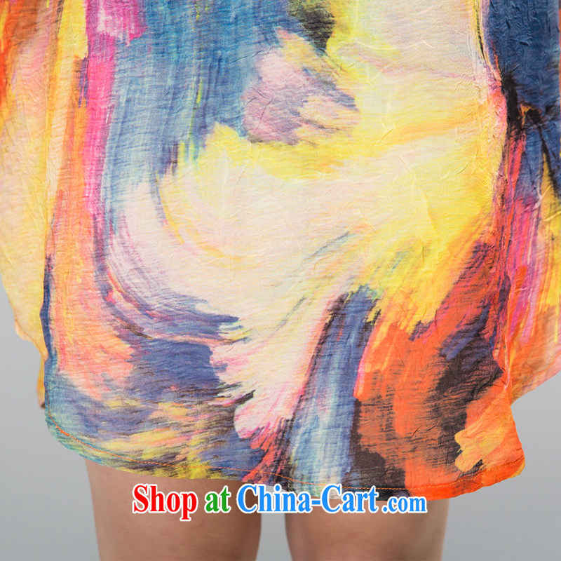 Eternal-soo and indeed increase, female Korean snow-woven shirts 2015 summer new, thick, graphics thin painting streaking, long and loose 200 Jack yellow 2XL, eternal, and the show, and shopping on the Internet