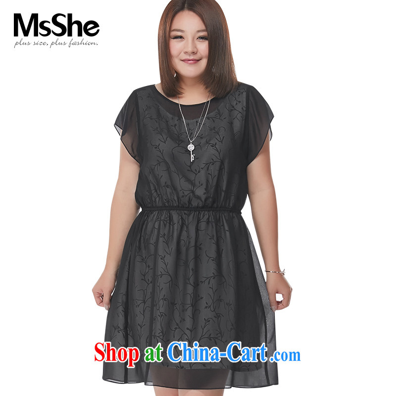 MSSHE XL girls 2015 new summer stamp duty leave of two part spell receive waist dresses pre-sale 4339 black 3 XL - pre-sale June 30, to the